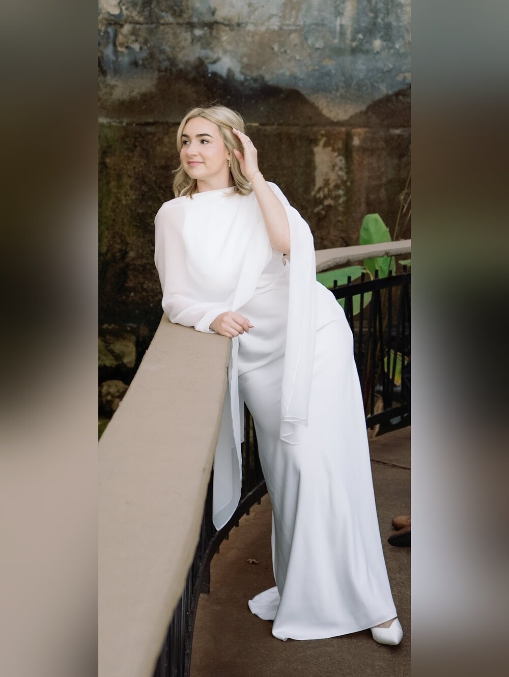 Matters Store- White Sheer Cape Dress